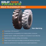 13.00-24 Solid Rubber Telehandler Tires with 10 Bolt Rims - Heavy Duty